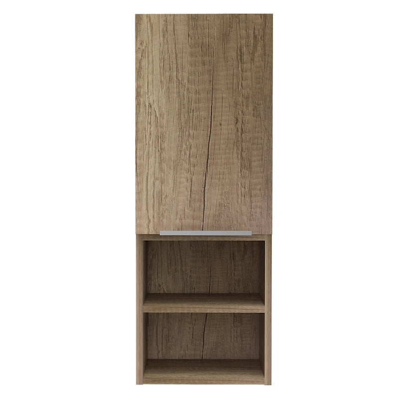 Single Door Bathroom Cabinet with Interior and Exterior Shelves, Gray Smokey Oak
