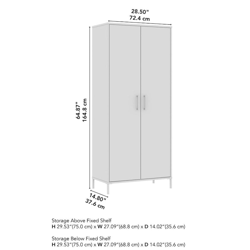 Freestanding Bathroom Storage Cabinet with Adjustable Shelves and Self-Closing Doors White