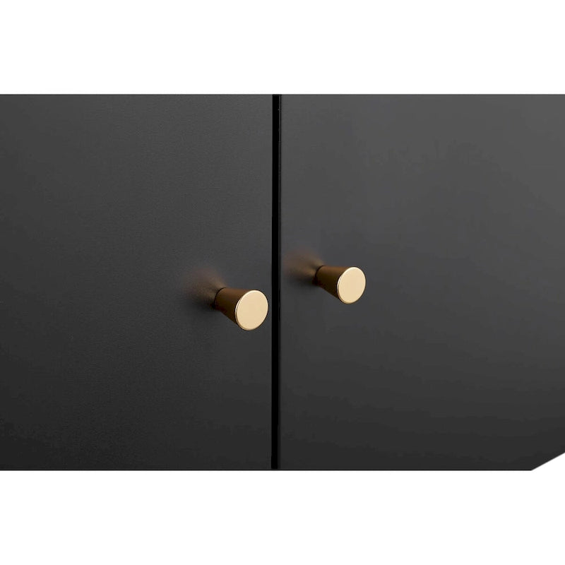 Black Steel Double-Door Mobile Printer Cabinet with Locking Wheels